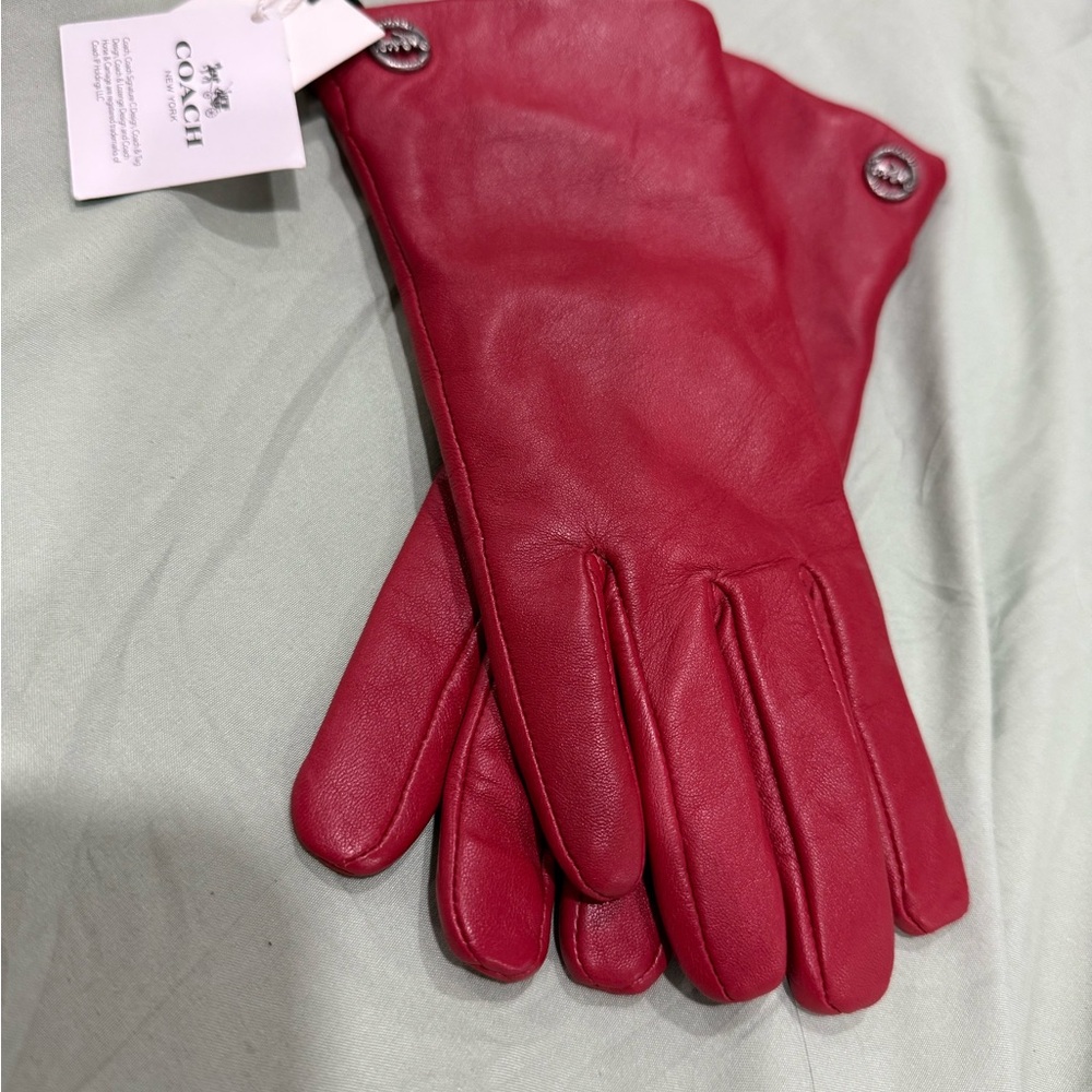 Coach Red Leather Gloves